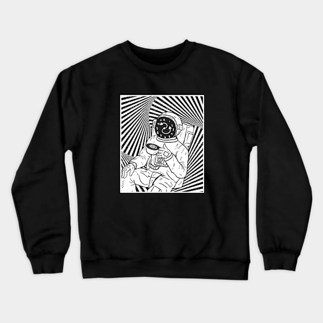 Trippy Astronaut chilling in Space Crewneck Sweatshirt by SpaceART